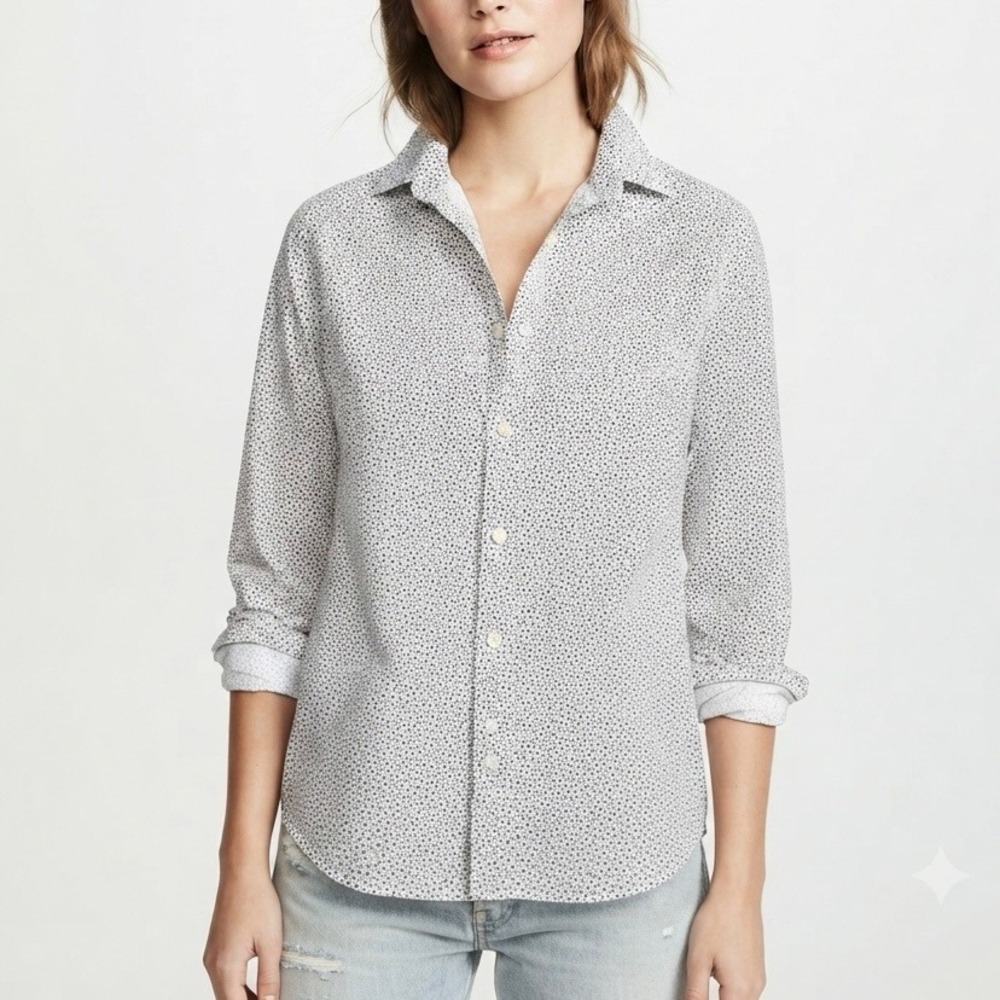 Frank & Eileen 100% Cotton Barry Button Up Shirt White Clover Women Size‎ Small